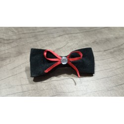 Broche para pelo de cuero negro en forma de moña